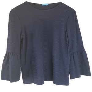 J.McLaughlin Textured Bell Sleeve Blouse Navy Size XSM